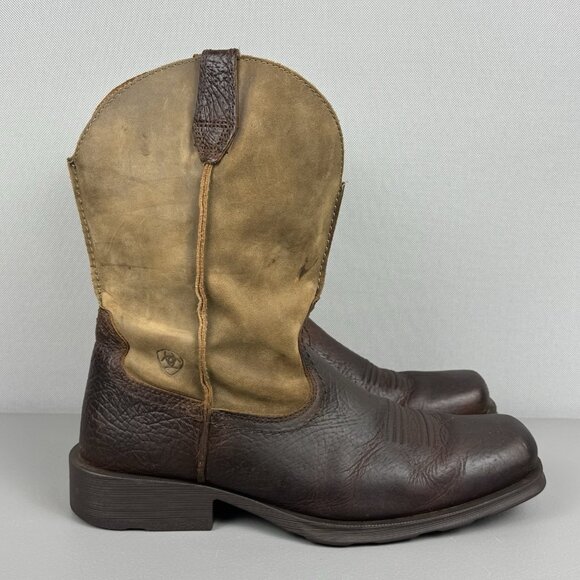 Ariat Rambler Western Boots Distressed Leather Pull On Square Toe Men 13 D Earth - Picture 1 of 12